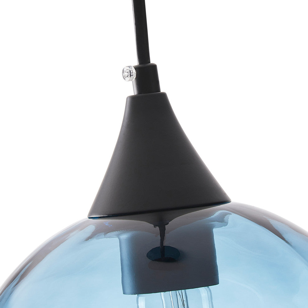 Modern Blue Rippled Glass Pendant Lighting Fixture for Kitchen Island