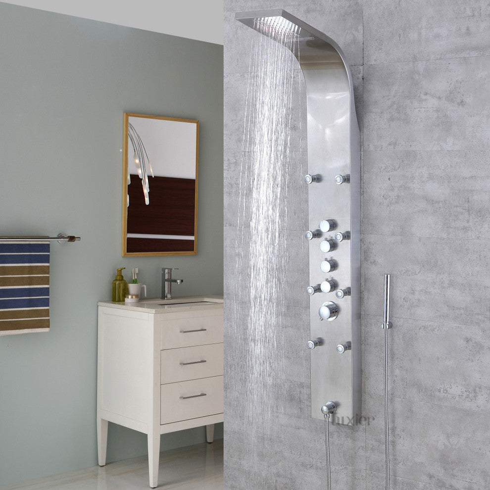 Luxier 61" Shower Panel System With Rainfall Waterfall Shower Head Hand Shower