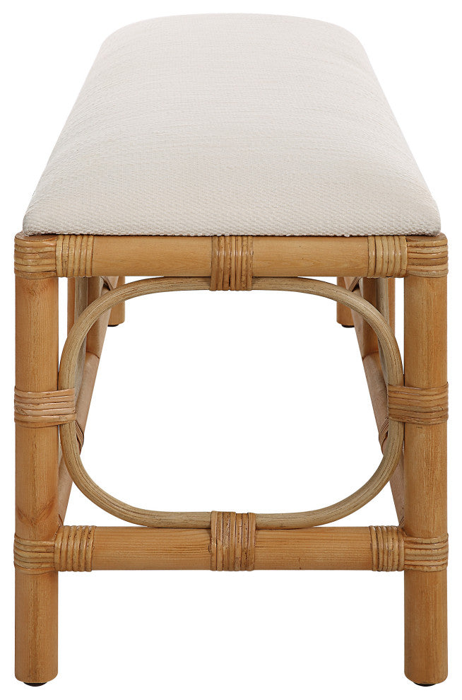 Uttermost 23755 Laguna White Fabric Rattan Bench