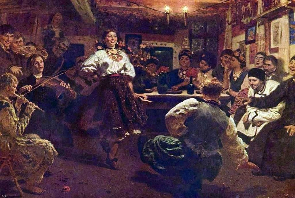 Ilia Efimovich Repin Evening-party, 18"x27" Gallery Wrapped Canvas Print