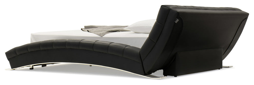 Adonis Black Tufted Leather Platform Bed - King