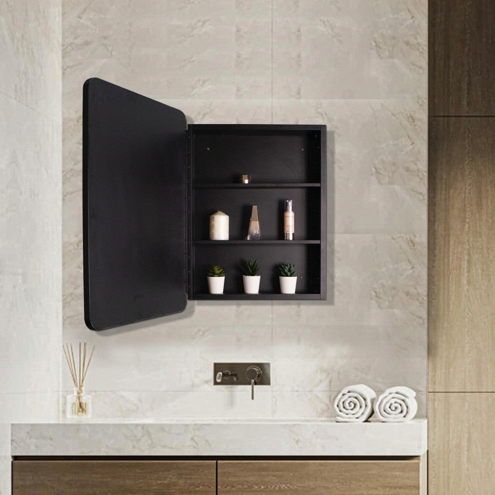 Rectangular Framed Surface/Recessed Mount Mirrored Medicine Cabinet with Shelves
