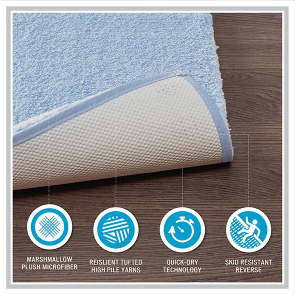 Madison Park Signature Quick-Dry Bathroom Rugs, Blue, 20x24" Contour
