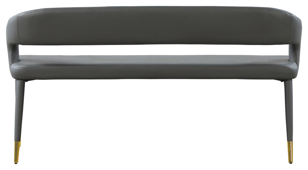 Destiny Upholstered Bench, Gray, Vegan Leather
