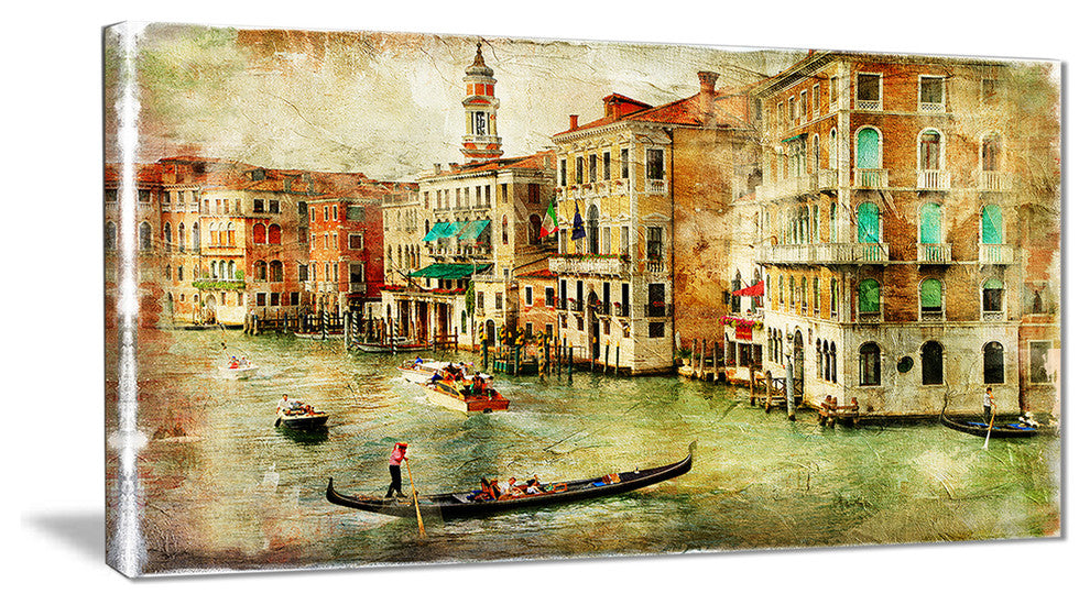 "Vintage Venice" Digital Landscape Canvas Print, 40"x20"