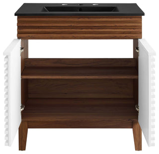 Render 30" Bathroom Vanity, White Walnut Black