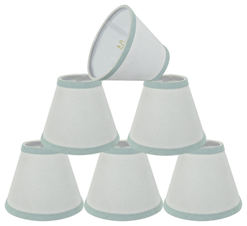 Small Hardback Empire Chandelier Clip On Lamp Shade White 3"x6"x5", Set of 6
