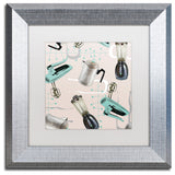 Color Bakery 'Fifties Patterns I' Art, Silver Frame, White Matte, 11"x11"