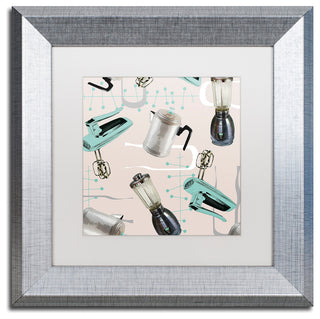 Color Bakery 'Fifties Patterns I' Art, Silver Frame, White Matte, 11"x11"