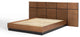 Queen Bed Dresser Chest Nightstand Set, Wood, Brown Walnut, Modern Room