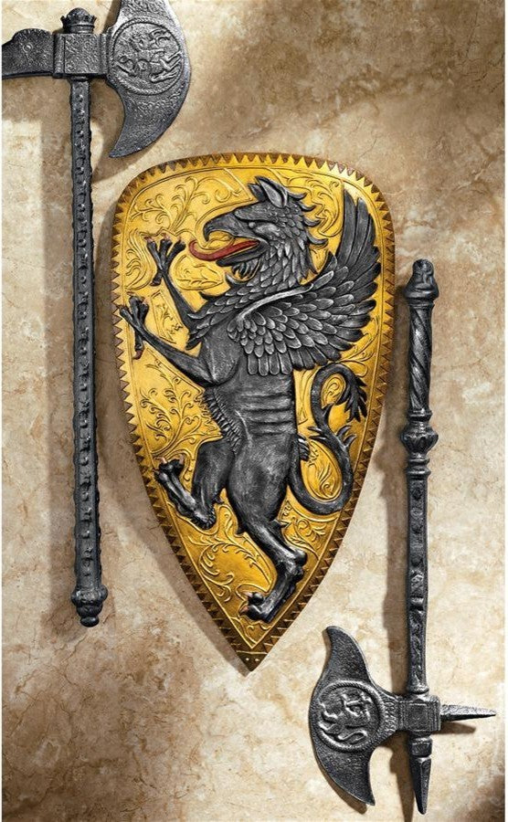 Villani Florence Gothic Griffin Shield Wall Sculpture