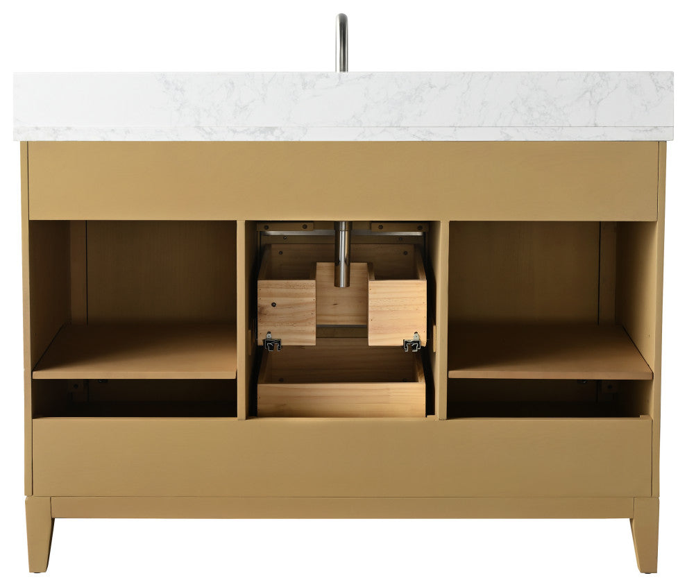 Vanity Art Bathroom Vanity With Sink, Natural Oak, 48" Single