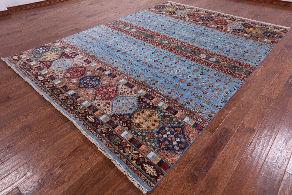 8' 2" X 11' 6" Hand Knotted Tribal Persian Gabbeh Wool Rug Q7574