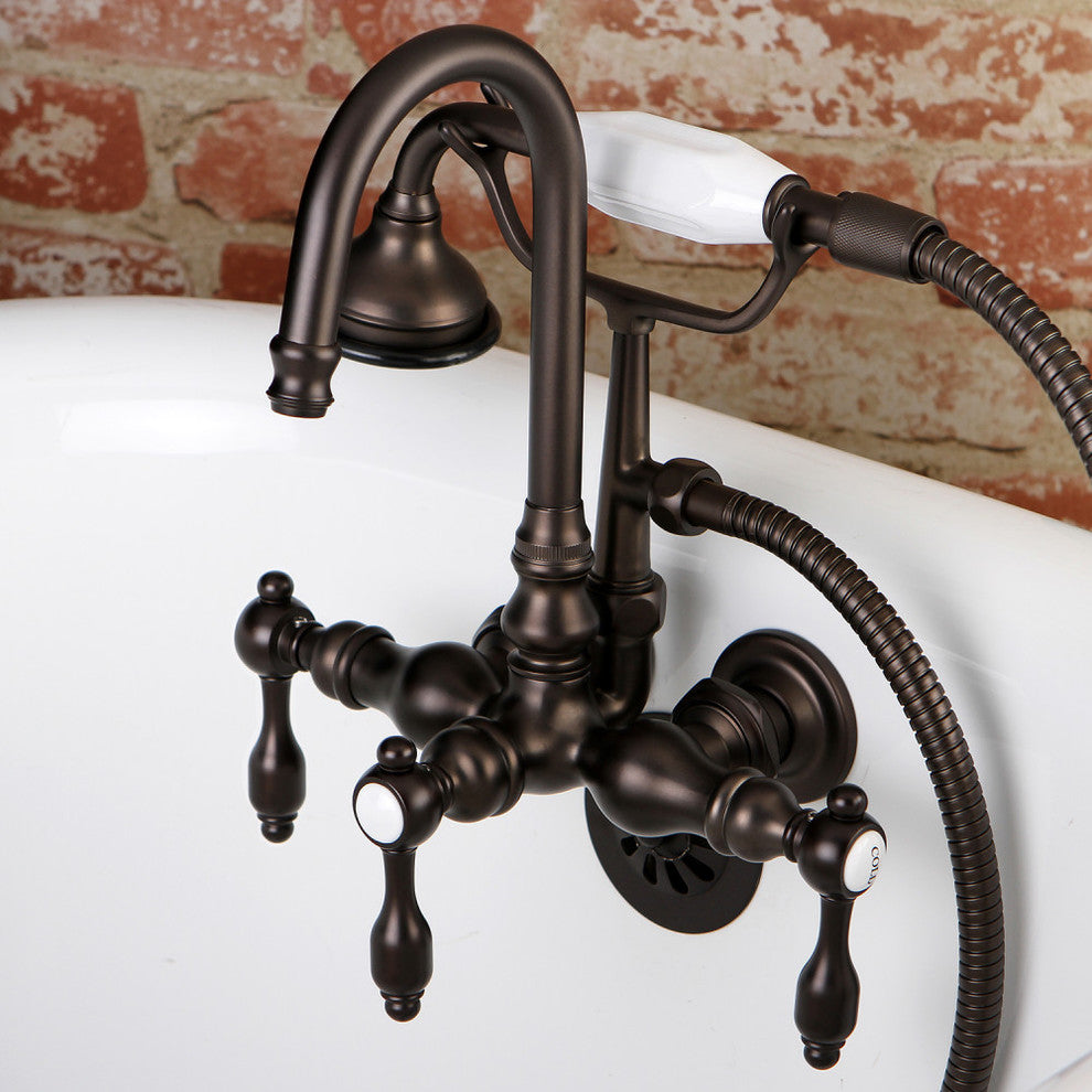 Aqua Vintage Wall Mount Clawfoot Tub Faucet, Oil Rubbed Bronze