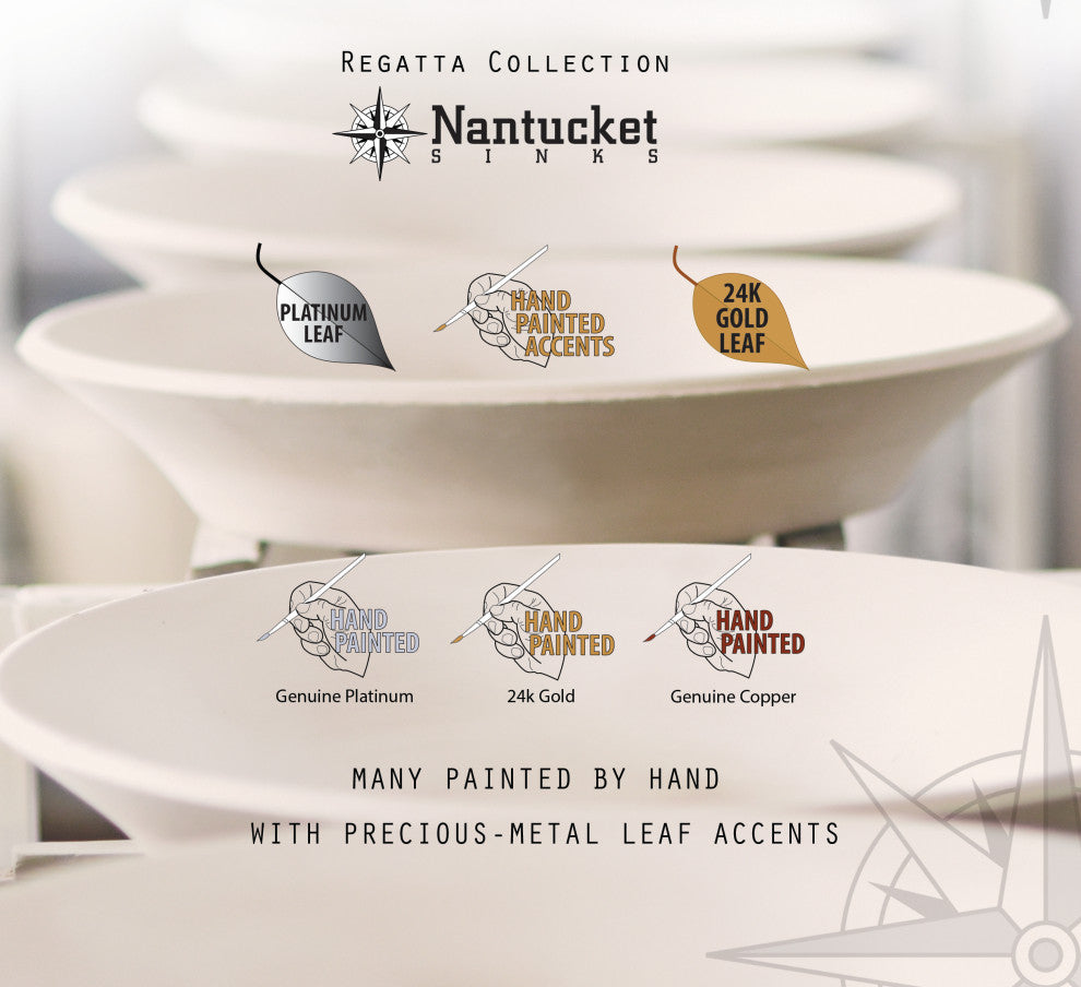 Nantucket Sinks Lugano Fireclay Hand-Decorated Vanity Sink