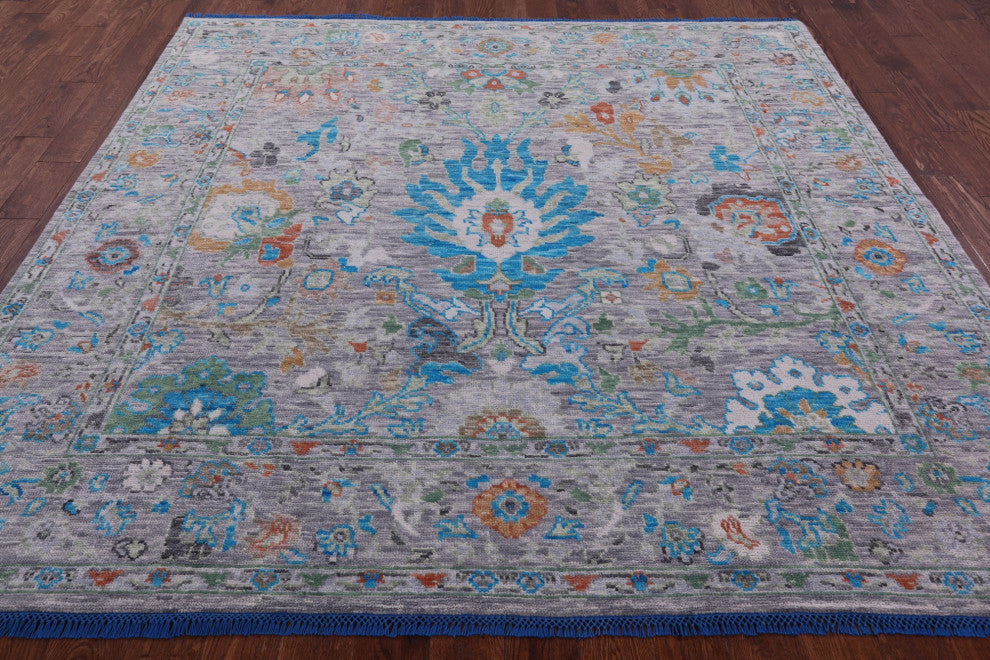 8' Square Turkish Oushak Hand-Knotted Rug - Q15724