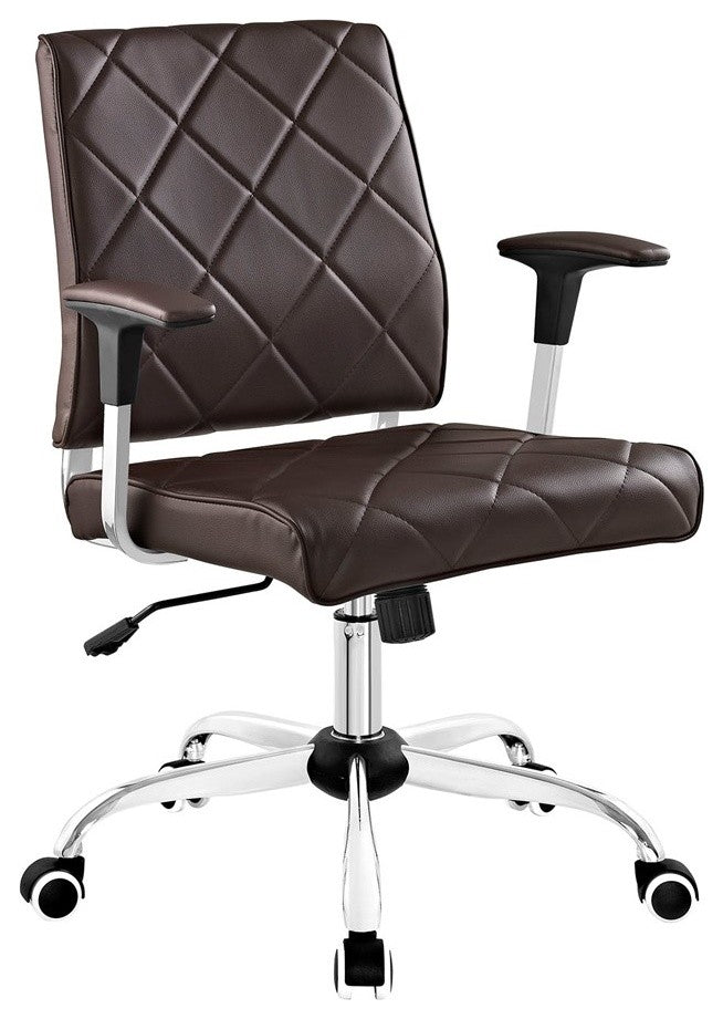 Modern Contemporary Vinyl Office Chair, Brown, Vinyl Leather