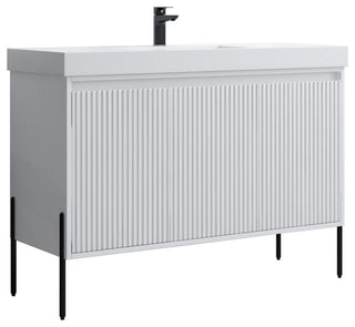 Flutie 48" Bathroom Vanity Set, White, Single Resin White Sink