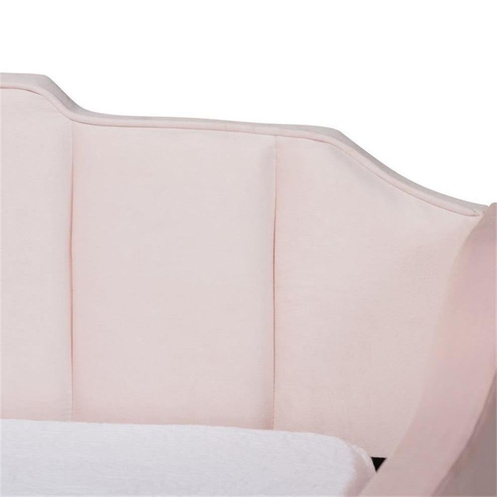 Baxton Studio Lennon Pink Velvet Full Size Daybed with Trundle