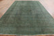 Unique Overdyed Collection Floral 10'x13' Green Hand Knotted Wool Area Rug H8693
