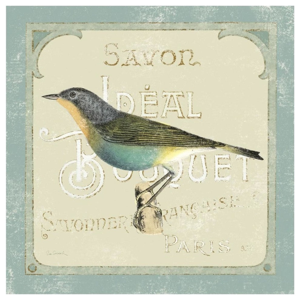 "Parisian Bird II" Digital Paper Print by Sue Schlabach, 32"x32"
