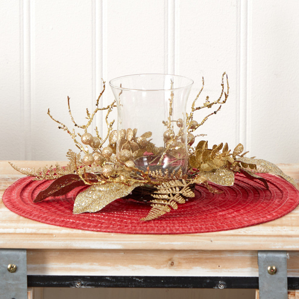 10" Golden Artificial Christmas Candelabrum