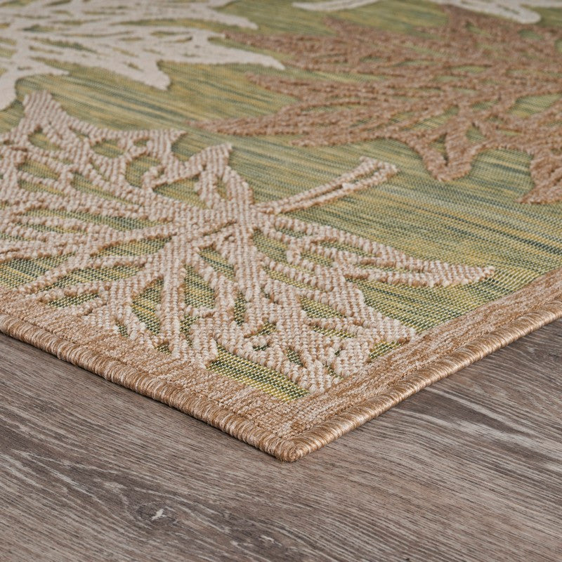 8'x10' Tan Maple Leaf Indoor/Outdoor Area Rug