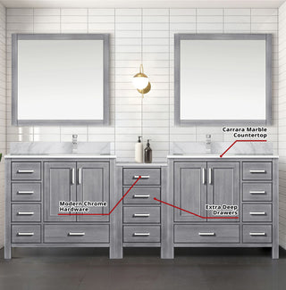 Lexora Coraline Double Bath Vanity Distressed Gray 92 With Countertop & Mirror