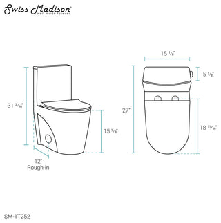 St. Tropez One Piece Elongated Toilet Right Side Flush 1.28 gpf