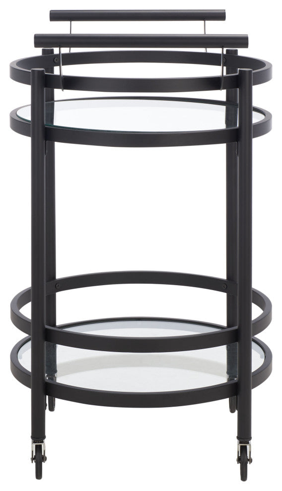 Safavieh Sienna 2 Tier Round Bar Cart, Matte Black