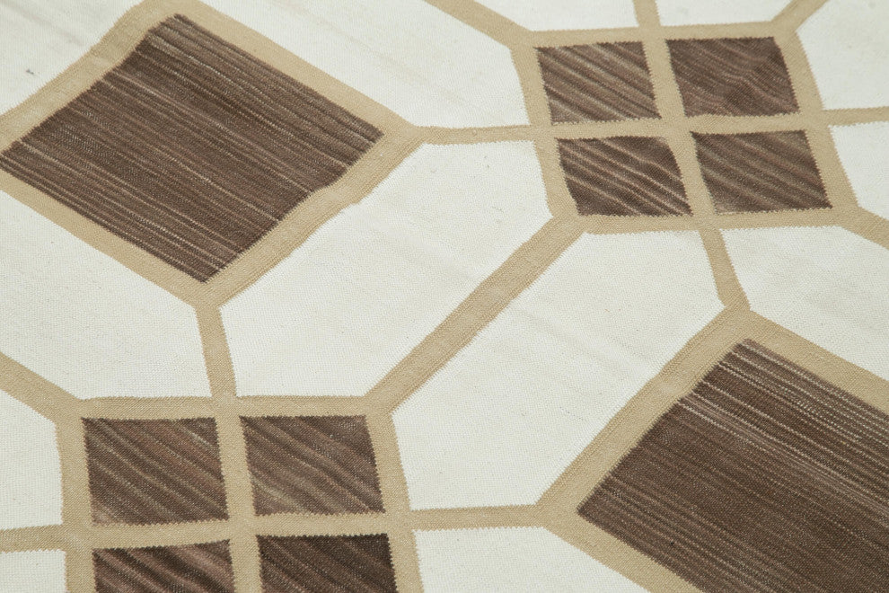 Rug N Carpet - Handmade Wool 3' 7'' x 5' 2'' Geometric Dhurrie Kilim Rug