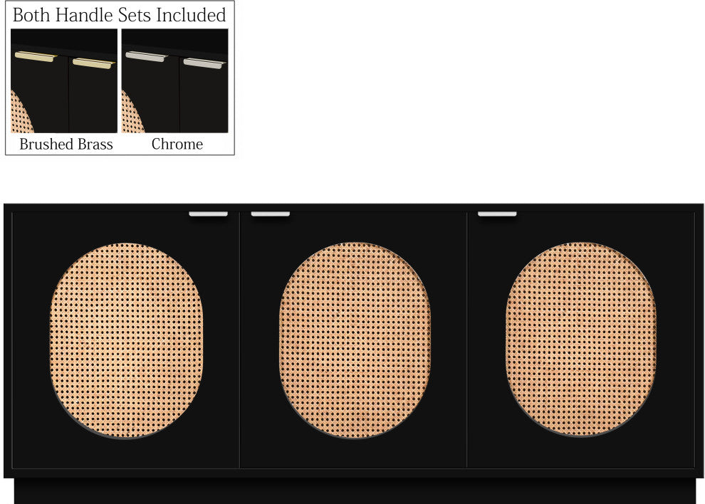 Cane Sideboard/Buffet, Black