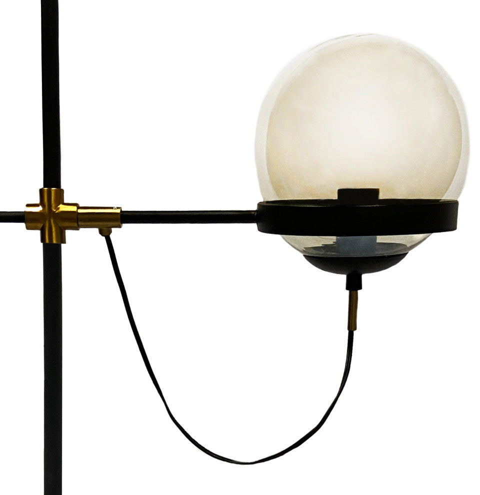 Colby Glass Globe Table Lamp, Black With Cognac Glass