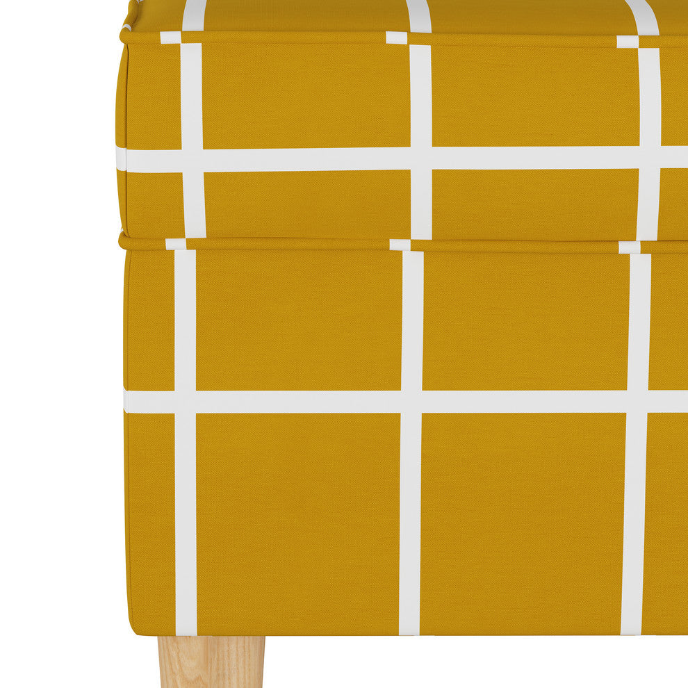 Elliot Storage Bench, Rectangle Grid Mustard