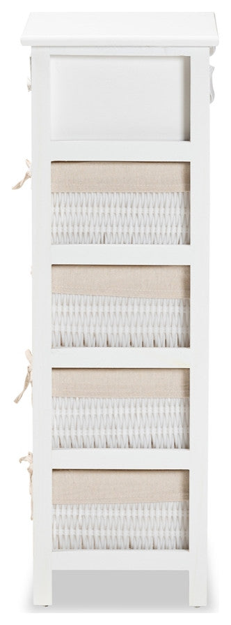 Modern and Contemporary White Finished Wood 1- Drawer Storage Unit With Baskets