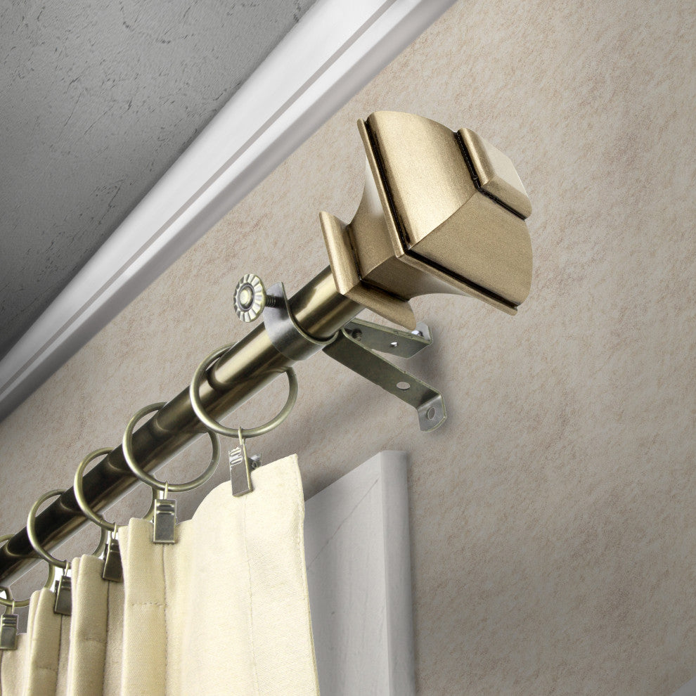 Vicky 13/16" Diameter Curtain Rod, Antique Brass, 18-28"