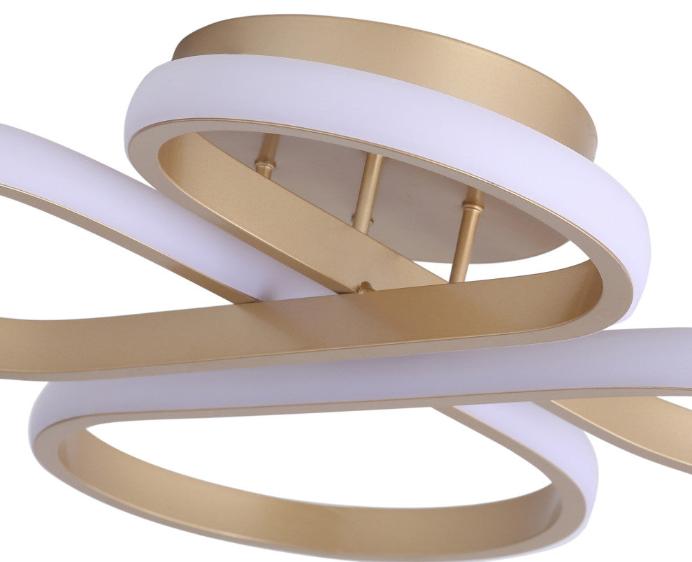 Modern Concise LED Flush Mount Ceiling Light 1-Light Linear Deisgn Light, Gold