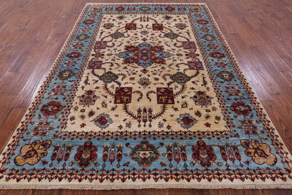 Hand-Knotted Persian Tabriz Wool Rug 6' 8" X 9' 9" Q7734