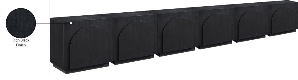 Navona Oak Veneer Sideboards / Buffet, Black, 6pc