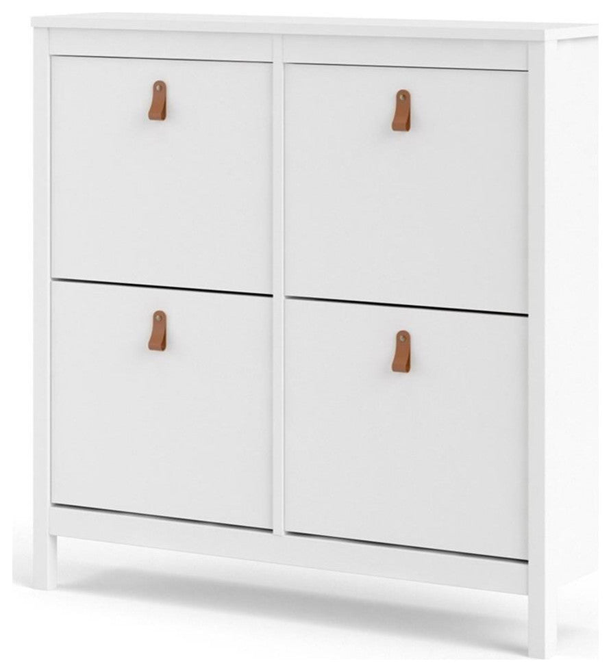 Pemberly Row 4-Drawer Modern Engineered Wood Shoe Cabinet in White