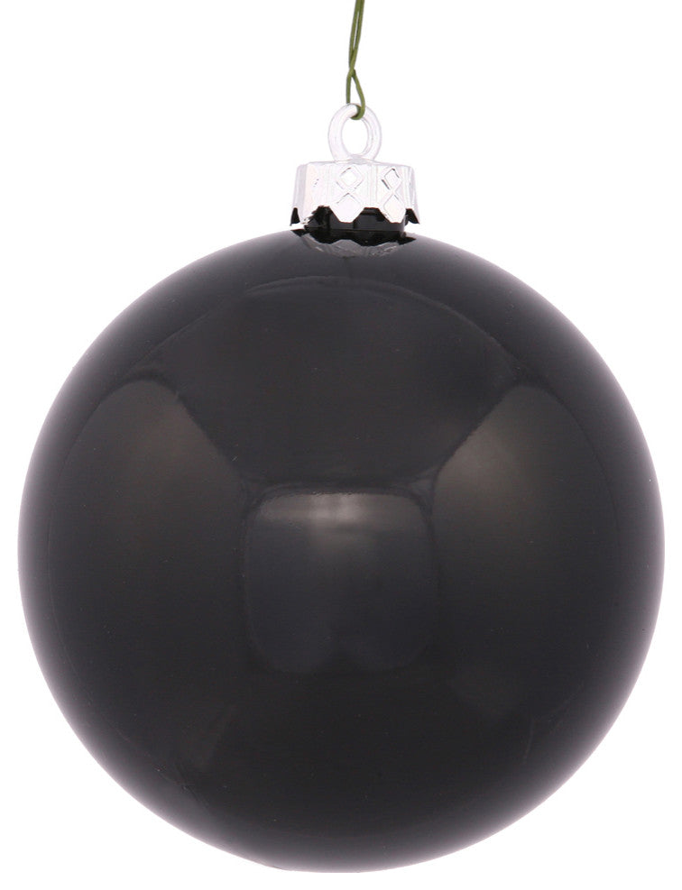 Vickerman N590817Dsv 3" Black Shiny Ball Ornament, 12 Per Bag