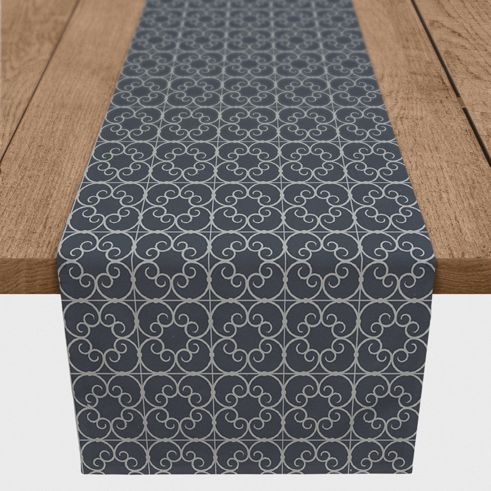Slate Delicate Pattern 16x90 Poly Twill Table Runner