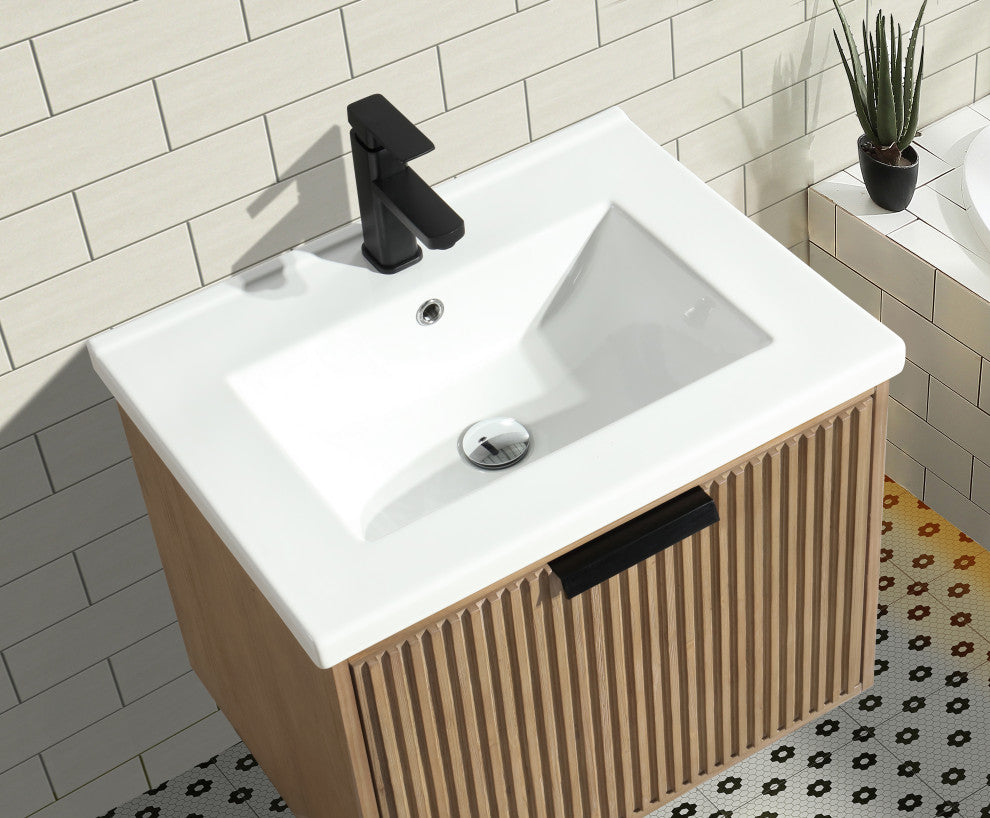 Ari Kitchen and Bath San Diego Bath Vanity, Weathered Fir, 24", Floating