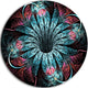 Glittering Dark Fractal Flower Digital Art, Floral Round Wall Art, 23"