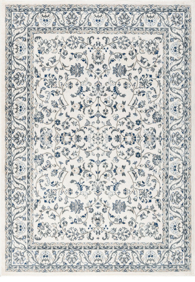 Tessie Traditional Floral Cream Rectangle Area Rug, 5'x7'