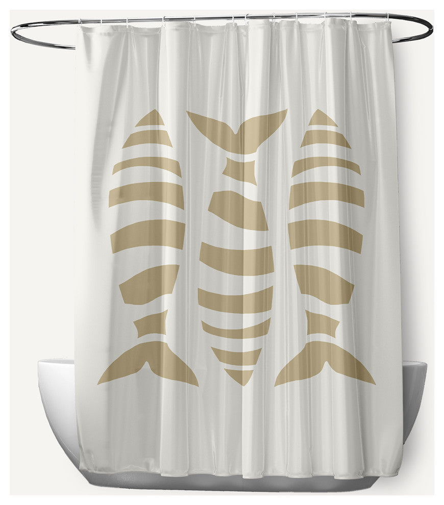 Puzzle Fish Taupe 70" w x 73" h Shower Curtain