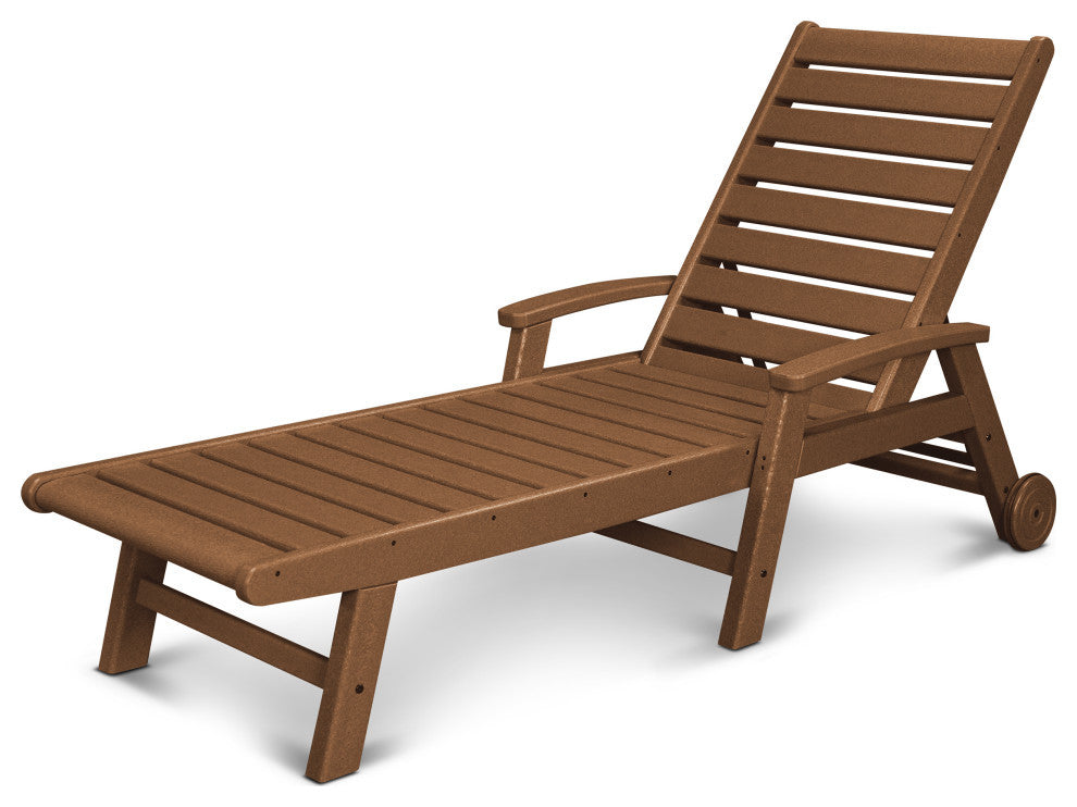 POLYWOOD Signature Chaise With Wheels, Teak