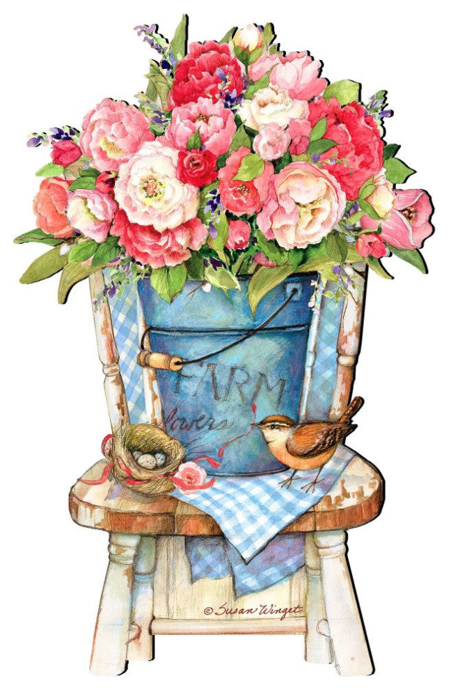 Peonies Bouquet Easter Door Decor