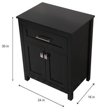 24" Wide Bathroom Storage Freestanding Cabinet, Black