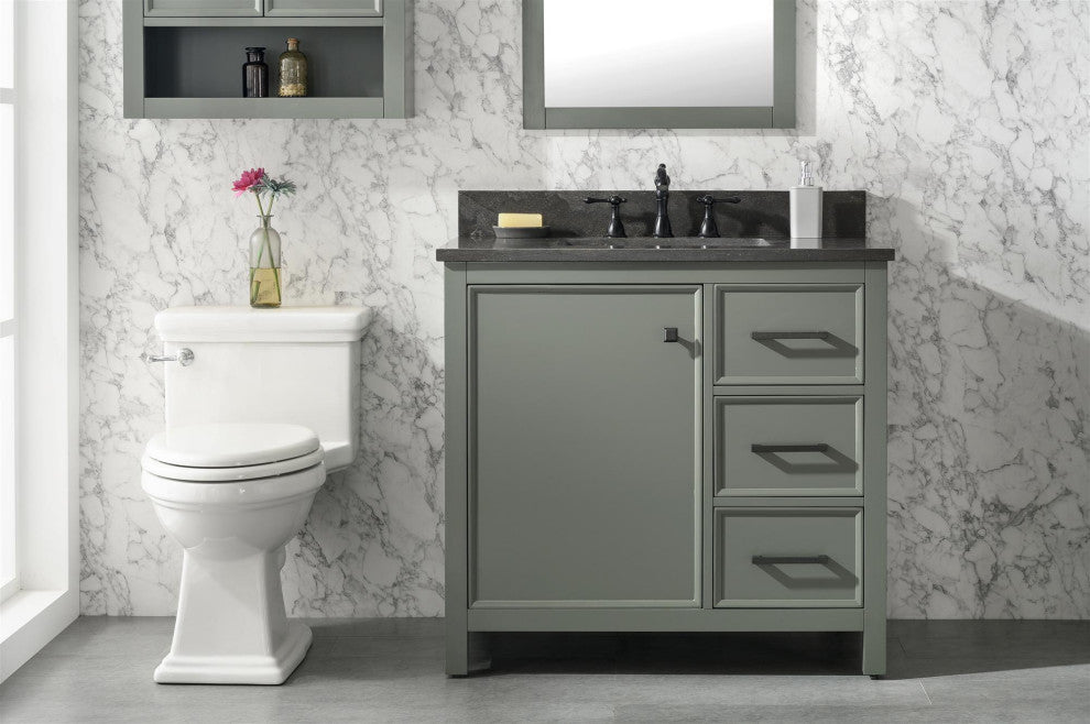 36" Single Sink Vanity Cabinet, Pewter Green